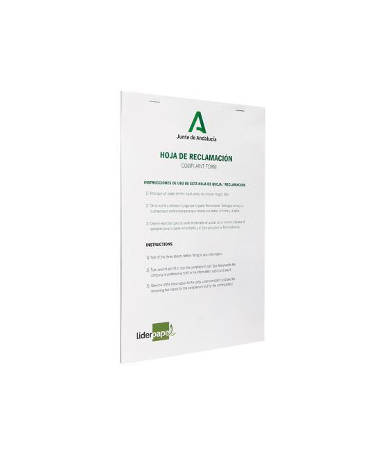 Libro liderpapel hojas de reclamaciones junta de andalucia din a4 25 juegos original + 2 copias