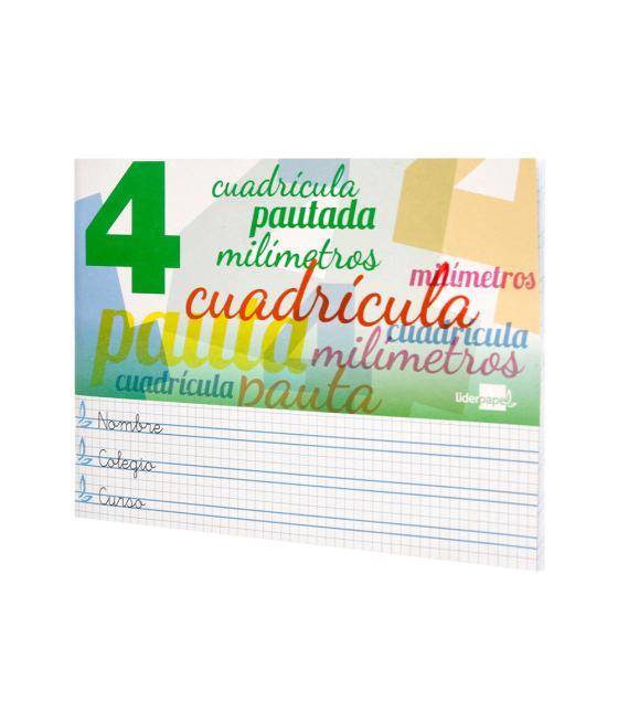 Libreta liderpapel pautaguia tapa cartóncillo 32 hojas din a5 70 g cuadriculado pautado 4 mm apaisado con margen