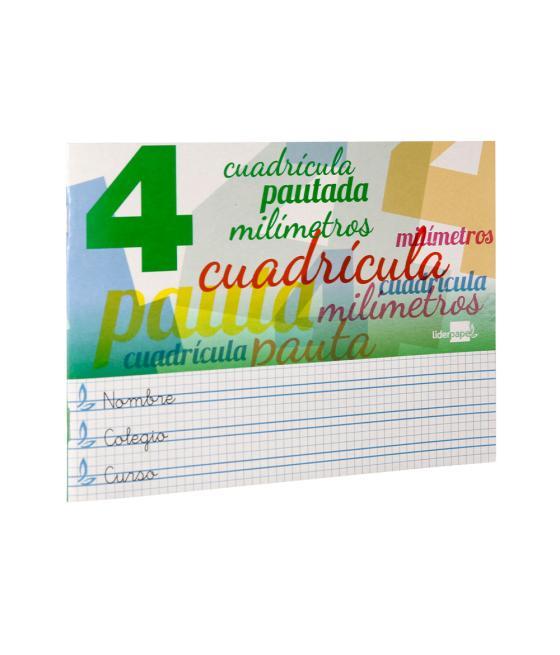 Libreta liderpapel pautaguia tapa cartóncillo 32 hojas din a5 70 g cuadriculado pautado 4 mm apaisado con margen