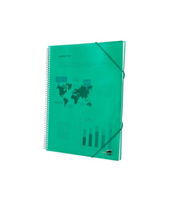 Carpeta liderpapel escaparate con espiral 20 fundas polipropileno din a5 verde