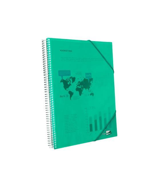 Carpeta liderpapel escaparate con espiral 20 fundas polipropileno din a5 verde