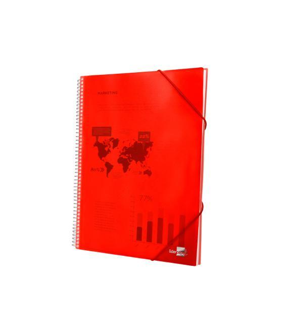 Carpeta liderpapel escaparate con espiral 20 fundas polipropileno din a5 roja