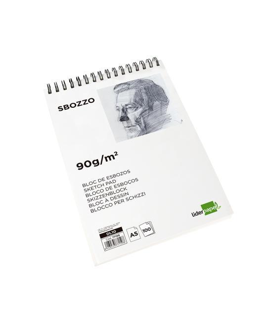 Bloc dibujo liderpapel esbozos espiral a5 148x210 mm 100 hojas 90gr/m2 sin recuadro