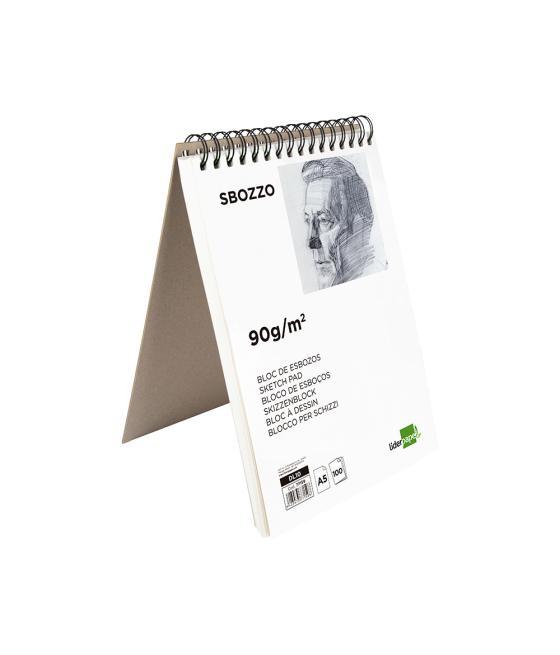 Bloc dibujo liderpapel esbozos espiral a5 148x210 mm 100 hojas 90gr/m2 sin recuadro