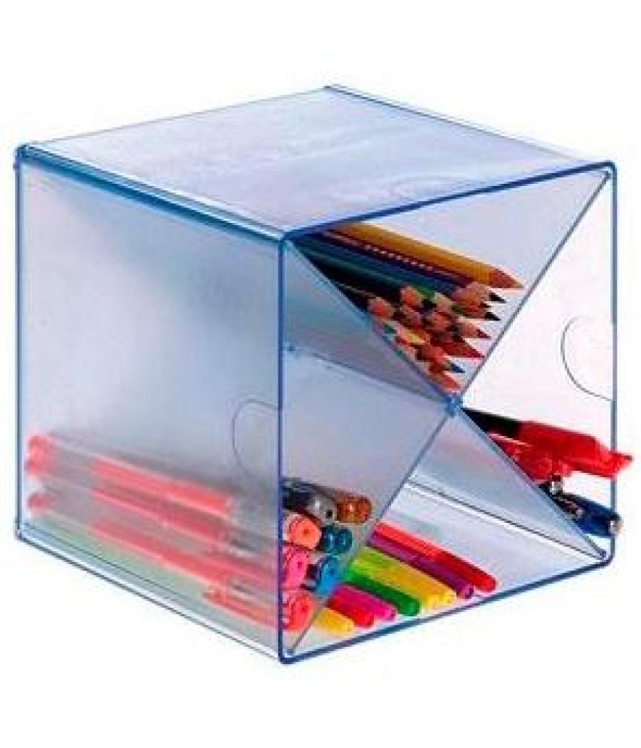 Archivo 2000 organizador archicubo divisor en aspa 4 compartimentos 150x150x150mm azul transparente