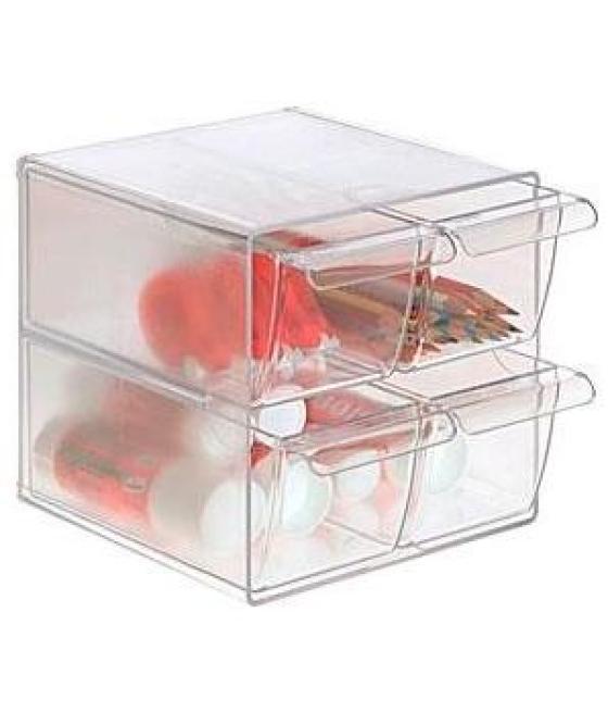 Archivo 2000 organizador archicubo 4 cajones 190x150x150 mm cristal transparente