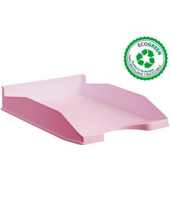Archivo 2000 bandeja ecogreen apilable 3 posiciones 345x255x60mm reciclado rosa pastel