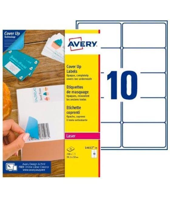 Avery etiquetas adhesivas para enmascaramiento 99,1x57mm 10 x 25h láser blanco