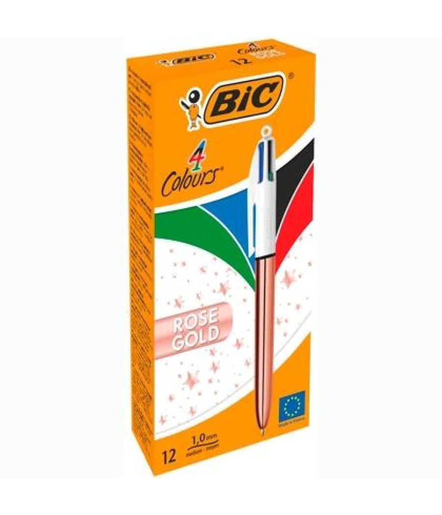 Bic bolígrafo 4 colours rose gold tinta 4 colores cuerpo blanco/rosa metálico - caja 12u-