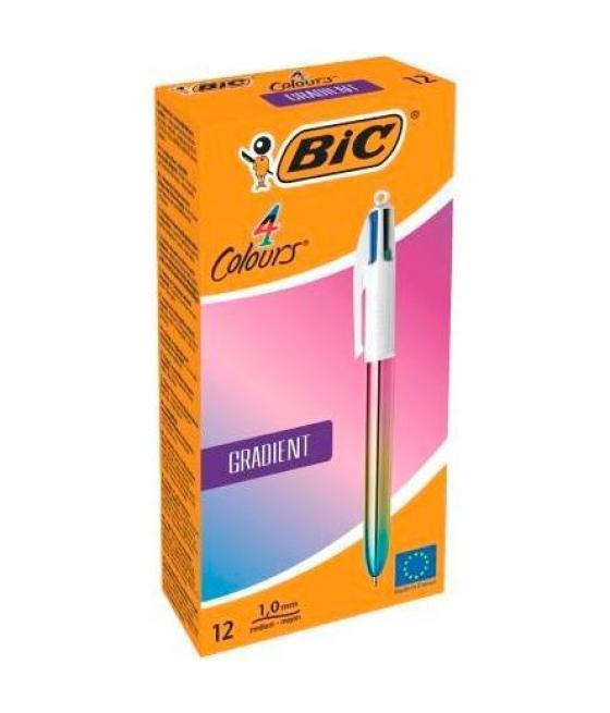 Bic bolígrafo 4 colores gradient cuerpo blanco/multicolor caja 12 ud