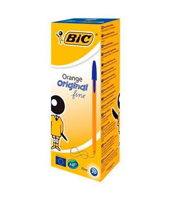 Bic bolígrafo naranja original fine azul caja 20 ud