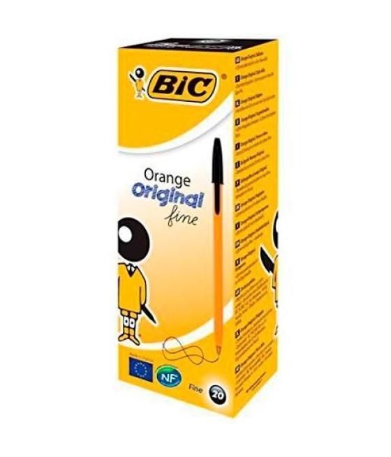 Bic naranja bolígrafo original fine negro caja -20u-