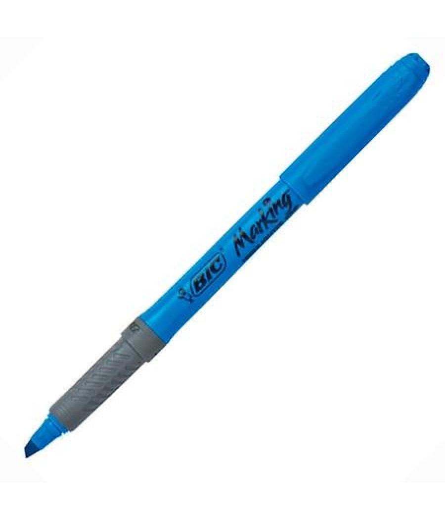 Bic marcador fluorescente highlight grip punta biselada azul caja -12u-