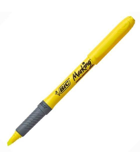 Bic marcador fluorescente highligther grip punta biselada amarillo caja 12 ud