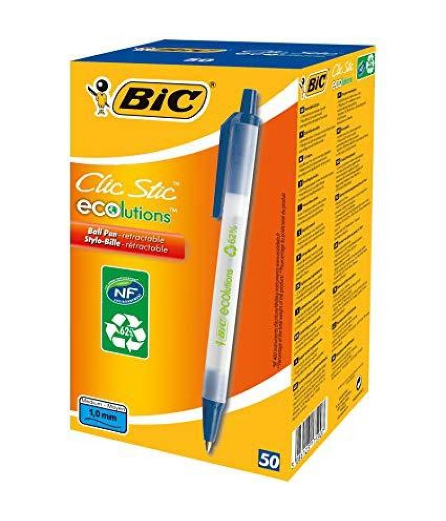 Bic bolígrafo ecolutions clic stic azul caja -50u-