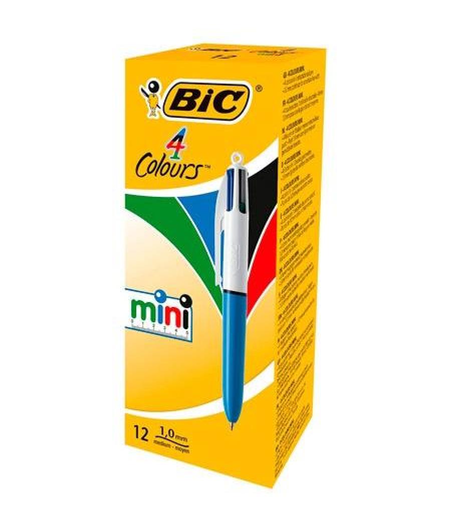 Bic bolígrafo original mini tinta de 4 colores cuerpo azul / blanco - caja 12u -