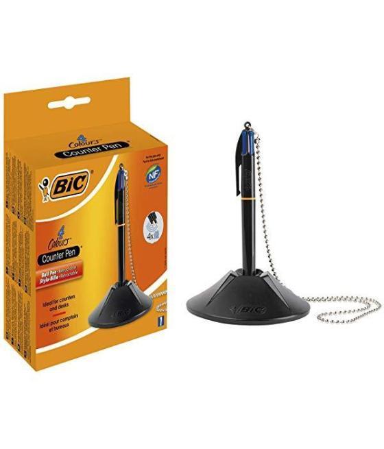 Bic bolígrafo peana counter pen 4 recambios tinta azul recargable negro