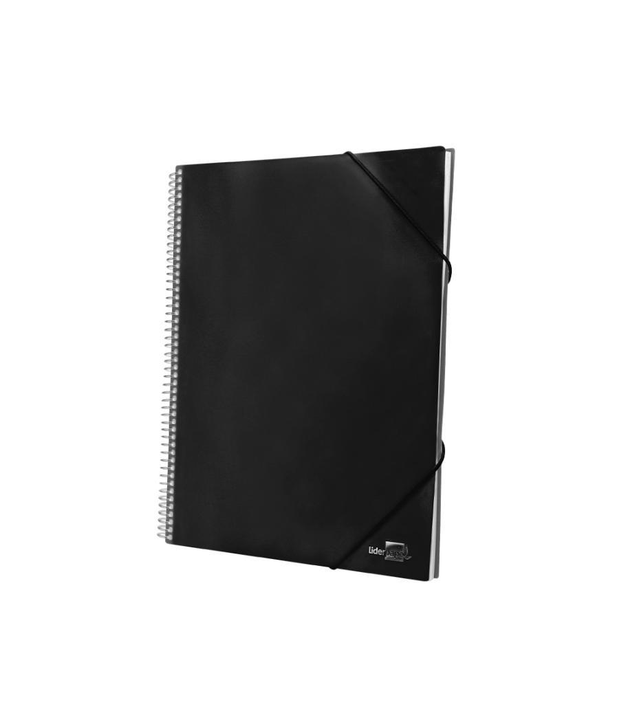 Carpeta liderpapel escaparate con espiral 80 fundas polipropileno din a4 negro