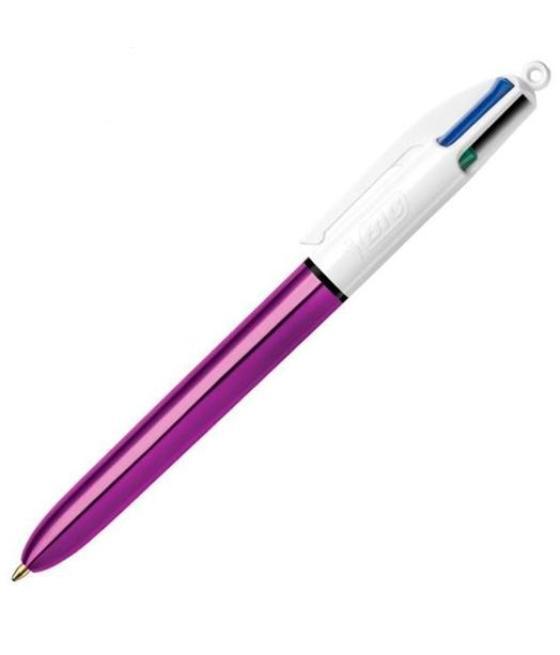 Bic bolígrafo 4 colores shine silver cuerpo blanco/morado metálico caja 12 ud