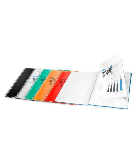 Carpeta liderpapel escaparate con espiral 80 fundas polipropileno din a4 negro