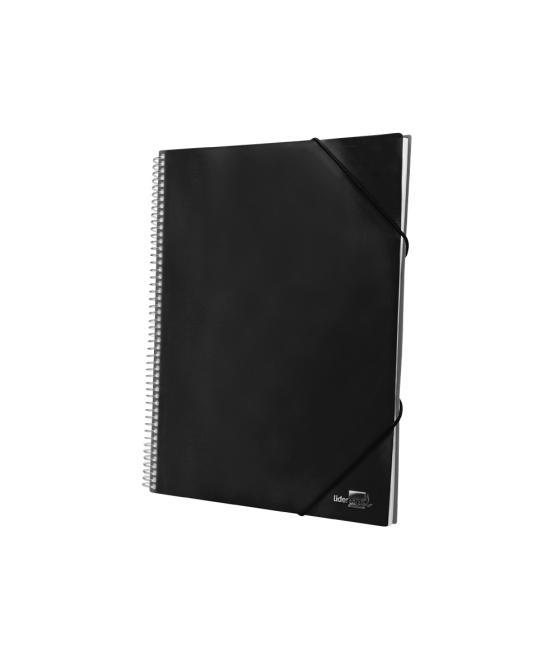 Carpeta liderpapel escaparate con espiral 60 fundas polipropileno din a4 negro