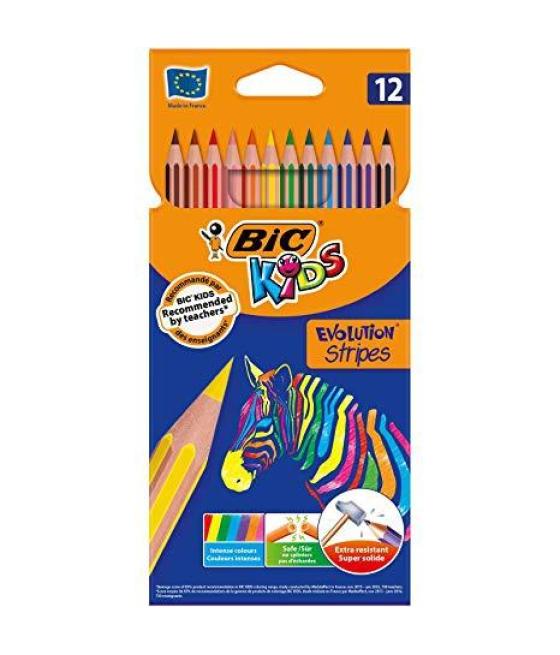 Bic lápices de colores kids evolution stripes estuche de 12 c/surtidos