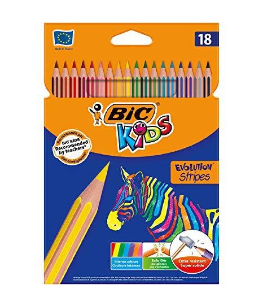 Bic lápices de colores kids evolution stripes estuche de 18 c/surtidos