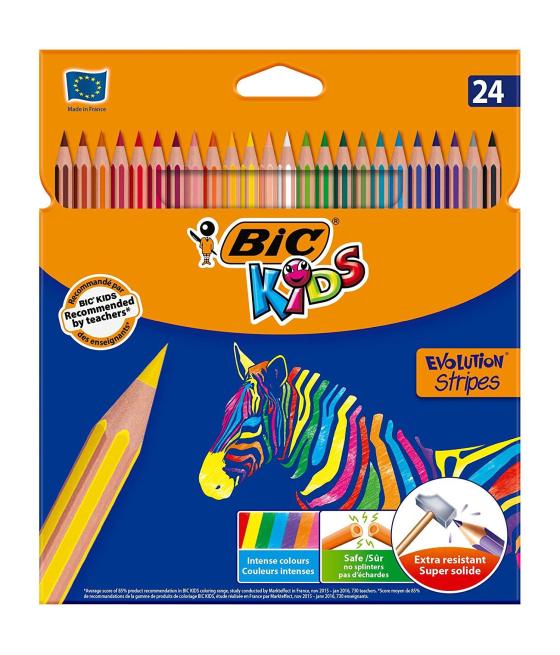 Bic lápices de colores kids evolution stripes estuche de 24 c/surtidos
