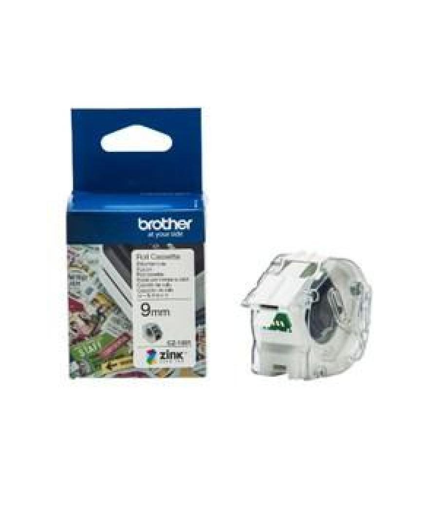 Brother rollo de cinta adhesiva zero ink para etiquetadora vc500w cz1001 9mmx5m.