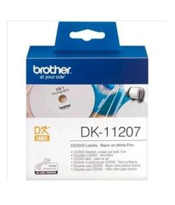 Brother cinta etiquetas para cd/dvd, bobina de 100 unidades, 58mmx58mm- película plástica