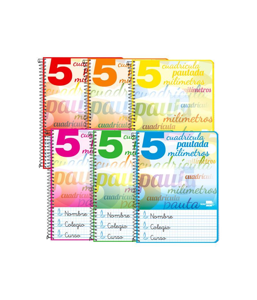 Cuaderno espiral liderpapel cuarto pautaguia tapa dura 80h75 gr cuadro pautado 5mm con margen