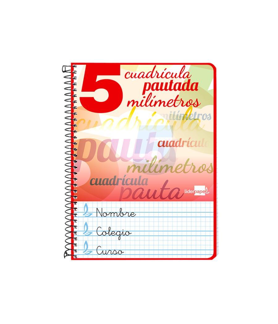 Cuaderno espiral liderpapel cuarto pautaguia tapa dura 80h75 gr cuadro pautado 5mm con margen