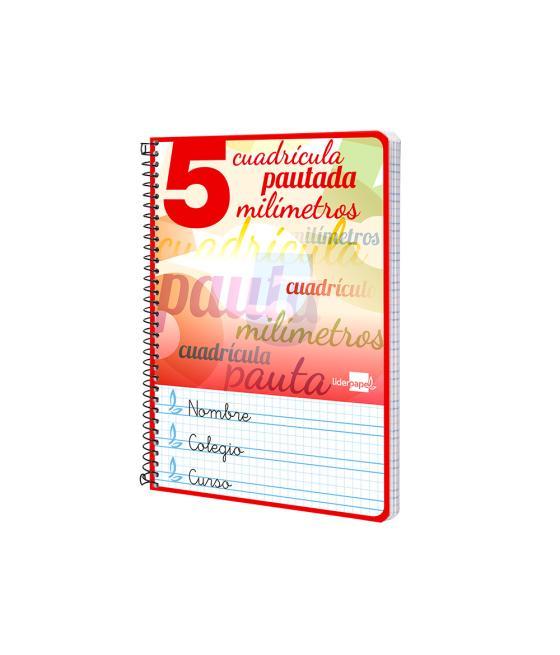 Cuaderno espiral liderpapel cuarto pautaguia tapa dura 80h75 gr cuadro pautado 5mm con margen