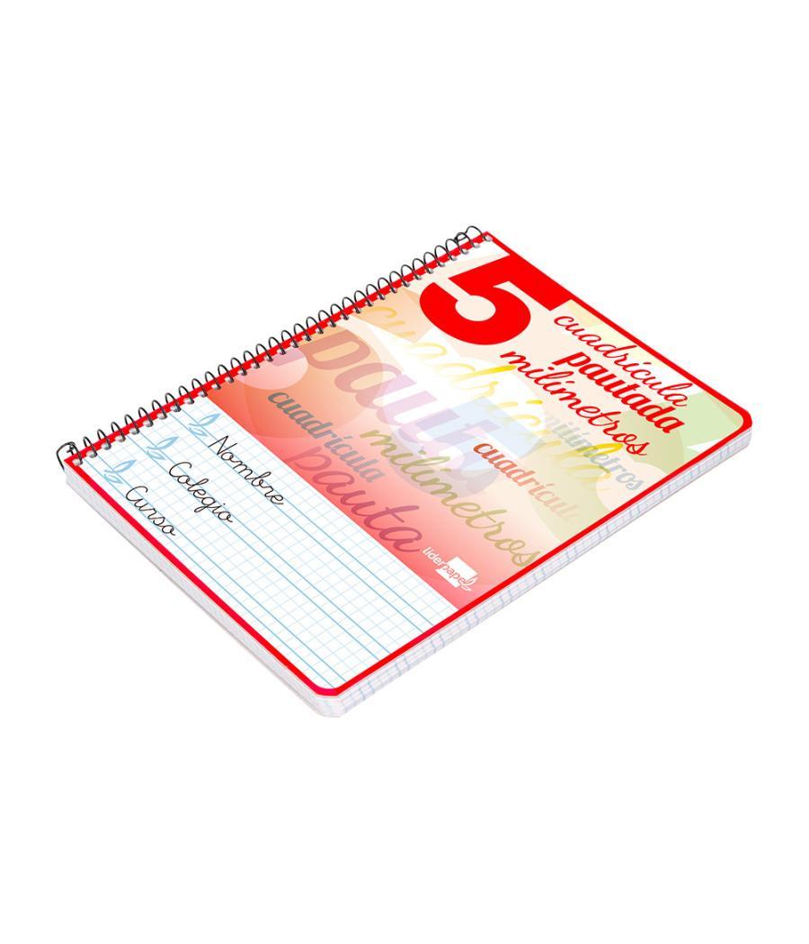 Cuaderno espiral liderpapel cuarto pautaguia tapa dura 80h75 gr cuadro pautado 5mm con margen