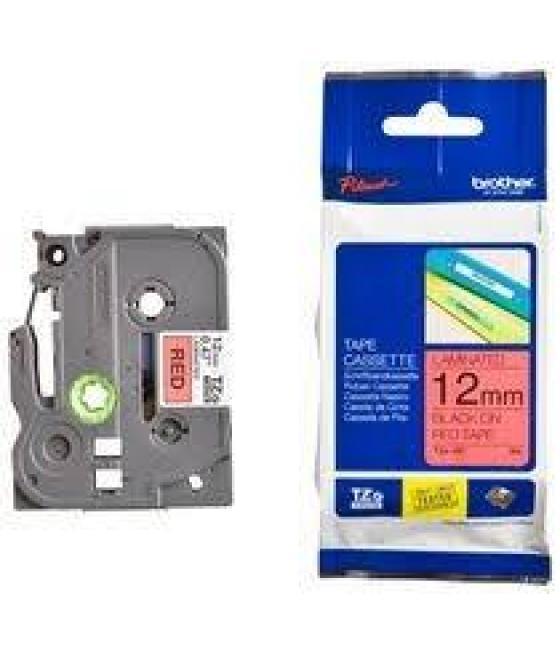 Brother cinta rotuladora laminada texto negro sobre rojo - 12mmx8m