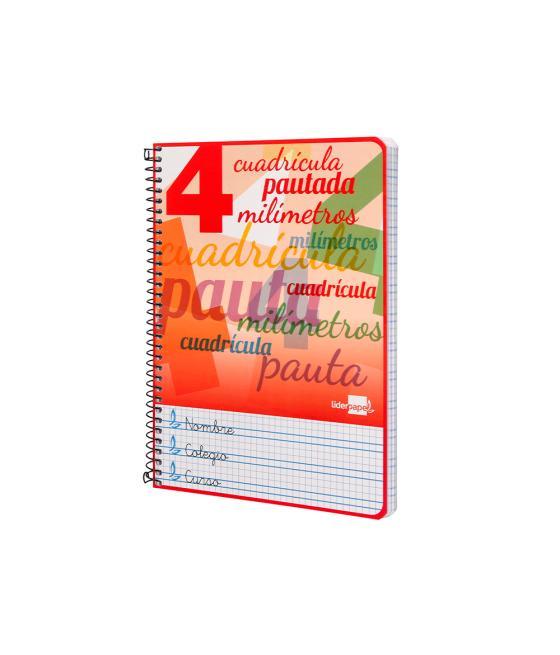 Cuaderno espiral liderpapel cuarto pautaguia tapa dura 80h75 gr cuadro pautado 4mm con margen