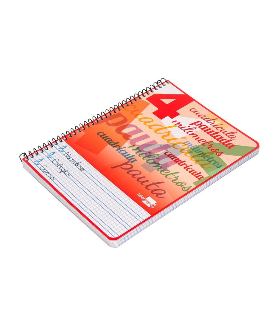 Cuaderno espiral liderpapel cuarto pautaguia tapa dura 80h75 gr cuadro pautado 4mm con margen