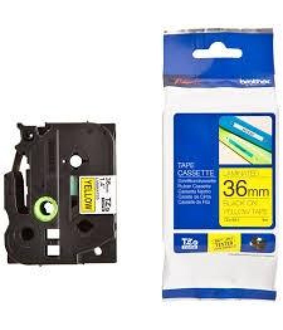 Brother cinta rotuladora laminada amarillo sobre negro de 36mm