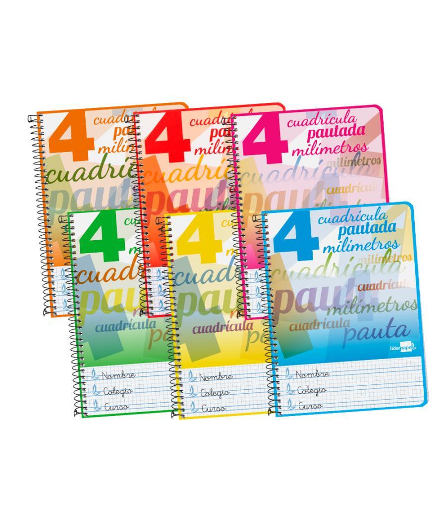 Cuaderno espiral liderpapel cuarto pautaguia tapa dura 80h75 gr cuadro pautado 4mm con margen