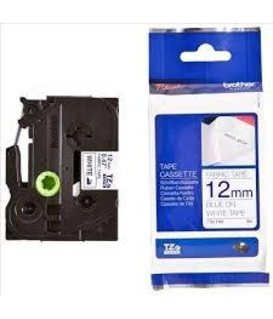 Brother cinta rotuladora especial textil texto azul sobre blanco - 12mmx3m