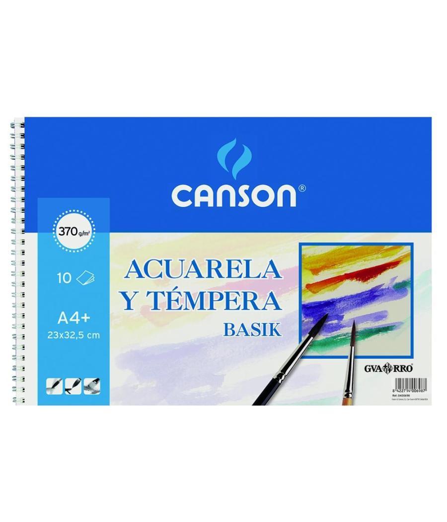 Canson bloc acuarela y témpera basik espiral 10 hojas 370gr 23x32,5cm