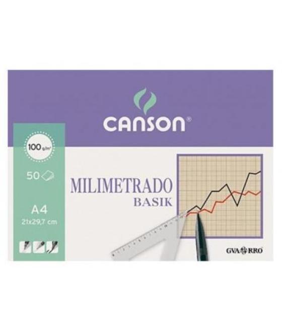 Canson bloc milimetrado basik encolado 50 hojas 100 gr. 21x29,7cm