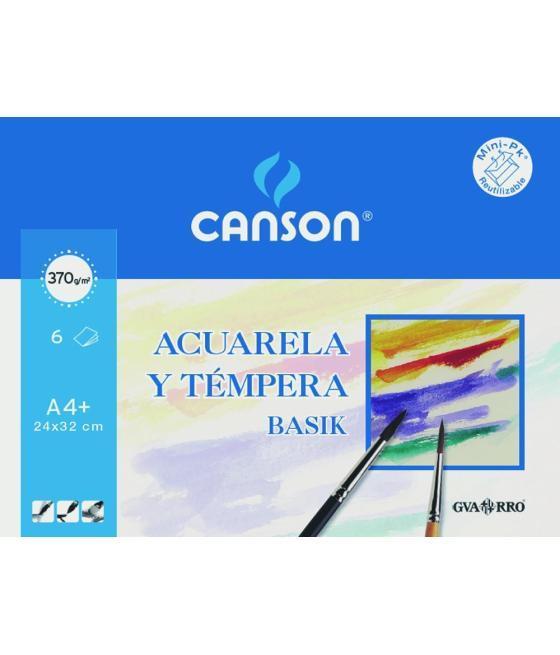 Canson minipack acuarela y témpera basik 6 hojas 24x32cm   20% de hojas gratis
