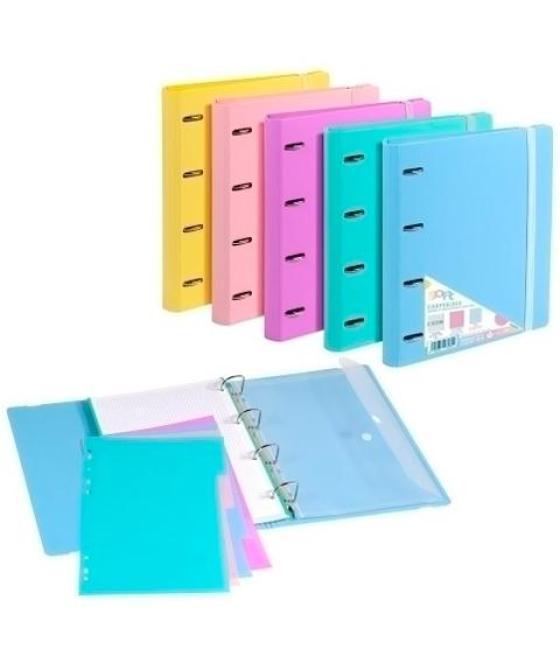 Carchivo carpeta anillas mixtas 4x35mm carpeblock foam soft c/recambio 100h a4 90gr c/goma 4 separadores pp rígido c/surtidos