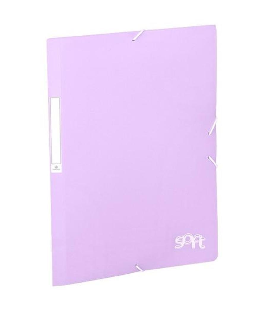 Carchivo carpeta solapas folio c/gomas pp soft malva pastel