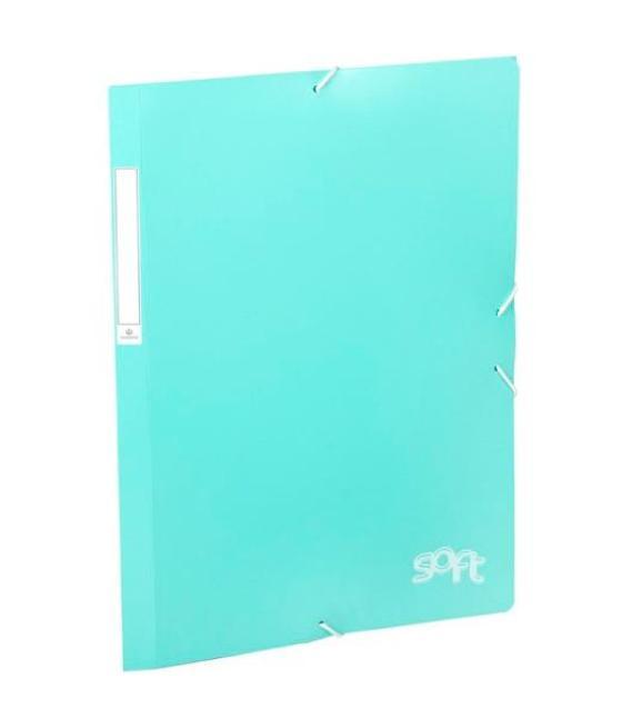 Carchivo carpeta solapas folio c/gomas pp soft menta pastel