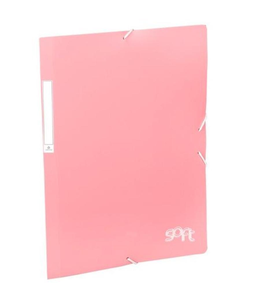 Carchivo carpeta solapas folio c/gomas pp soft rosa pastel