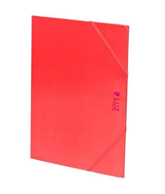Carchivo carpeta 3 solapas folio c/gomas cartón brillo luz rosa