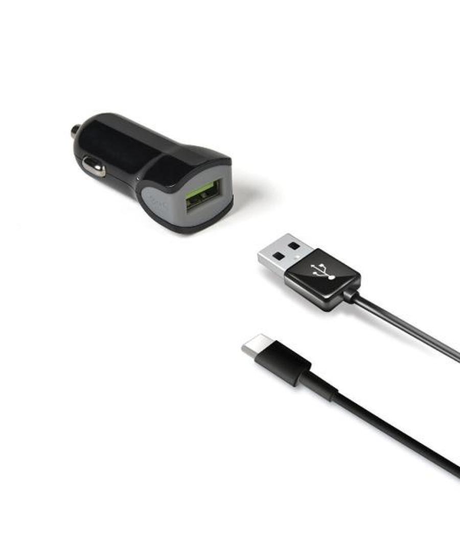 Celly cargador de coche usb + cable usb - usb-c 12w negro