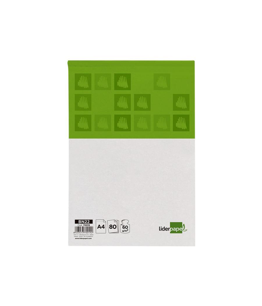 Bloc notas liderpapel liso a4 80 hojas 60 g/m2 perforado sin tapa